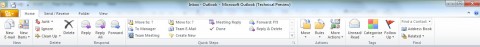 Outlook 2010 has a ribbon now