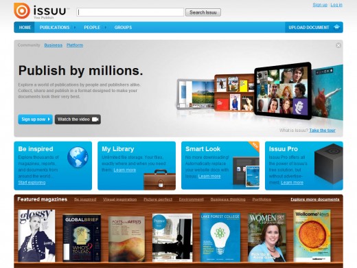 Issuu's breathtaking home page
