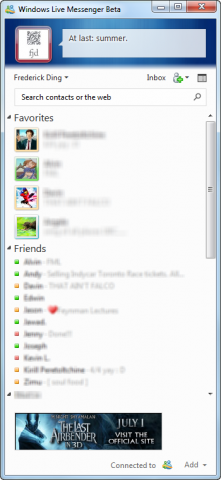 Compact view in Windows Live Messenger Wave 4