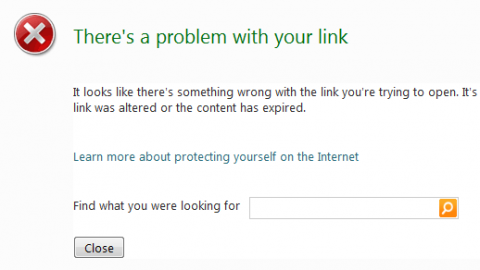 Broken links show a Bing search box in Windows Live Messenger Wave 4
