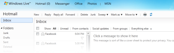 Hotmail inbox screenshot