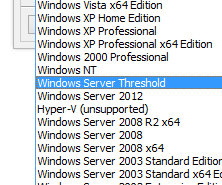VMware Workstation 11 shows Windows Server Threshold